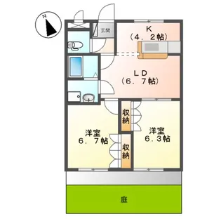 グリーンフィールド楠【103号室】の間取り