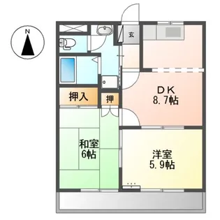 サンライズ坂倉【1階】の間取り