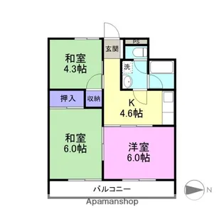 長岡アパートメントハウスⅡ【302号室】の間取り