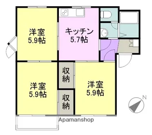 リバーサイド中島A【201号室】の間取り