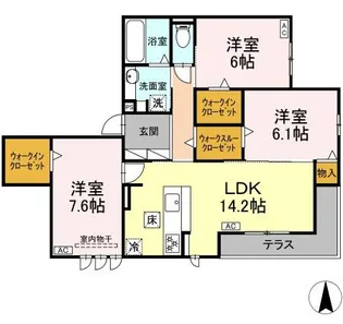 クレールブラン【1階】の間取り