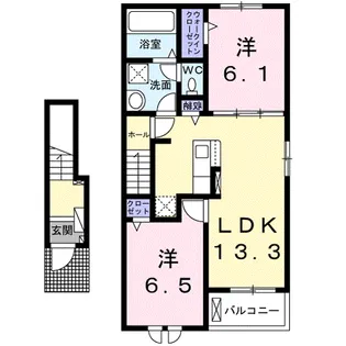 ロワイヤルフジガーデンⅡ【2階】の間取り