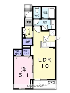 トイロ岡田【1階】の間取り