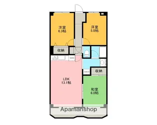 グローバルハイツHIRO【303号室】の間取り