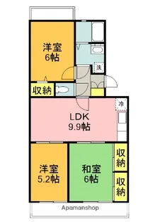 メゾン・ド・エソールⅠⅡ【Ⅰ302号室】の間取り