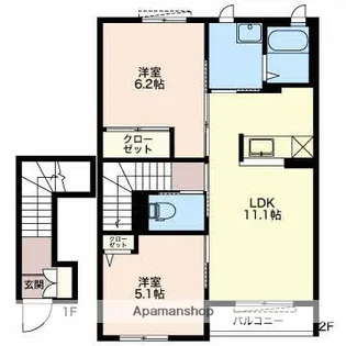 フォレ・クレール【2階】の間取り