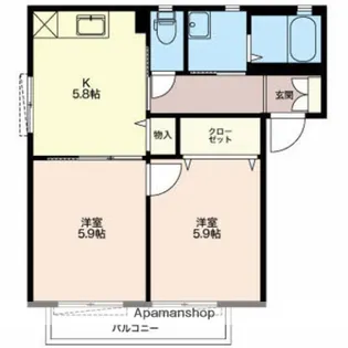 ガーデンクレス野木【B101号室】の間取り