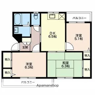 グランメール千本C【3階】の間取り