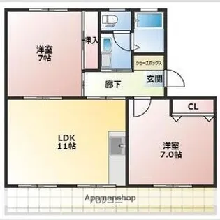 サンハイツ堰下【B-302号室】の間取り