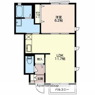 フォーサイトⅠⅡ【A102号室】の間取り