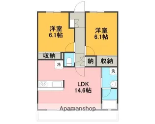 サニーフラット【2階】の間取り