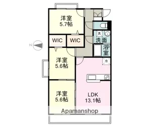 静岡県沼津市下香貫楊原【マンション】の間取り