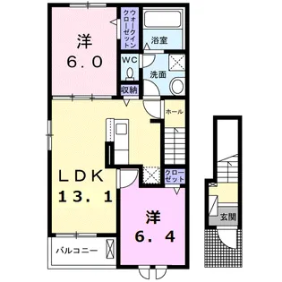 カサ・アロース【2階】の間取り