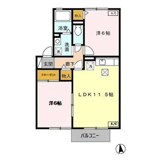 便船塚ハイツ B【1階】の間取り