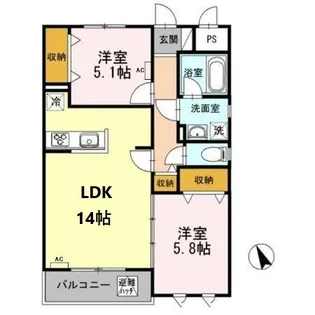 ヴィ・フォンテ【2階】の間取り