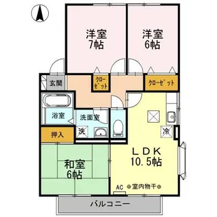 ヴィルヌーブ井原【1階】の間取り
