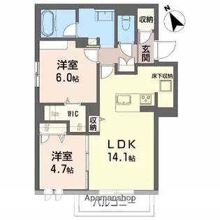 ヴィアソーレ【101号室】の間取り