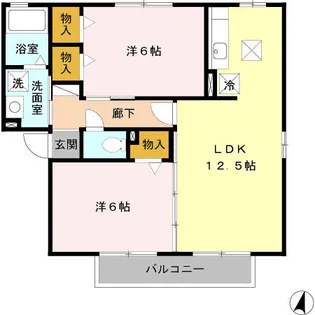 セジュール築地D【1階】の間取り