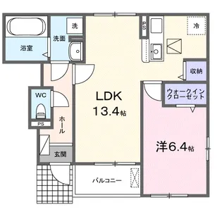 ピースフル リビング茶町【1階】の間取り