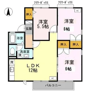 ハイツせみじま B棟【1階】の間取り