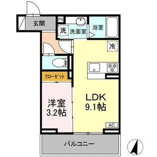D CREST 田沼3丁目【3階】の間取り