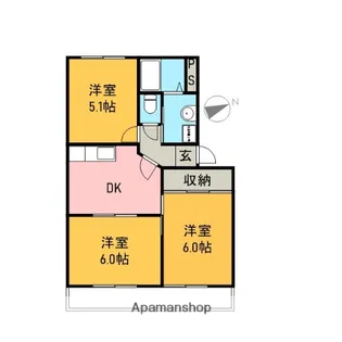 ハイランドモチヅキB【202号室】の間取り