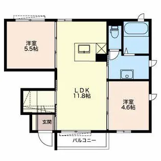 クラヴィエ デュオA【102号室】の間取り