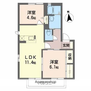 ヴィラフォンテ【202号室】の間取り
