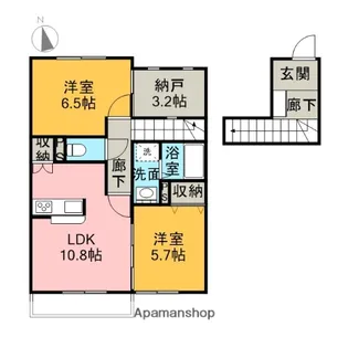 ローズ スクエアD【2階】の間取り