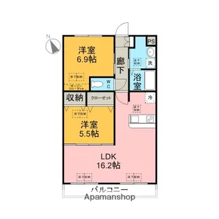 ルネス西武Ⅱ【304号室】の間取り