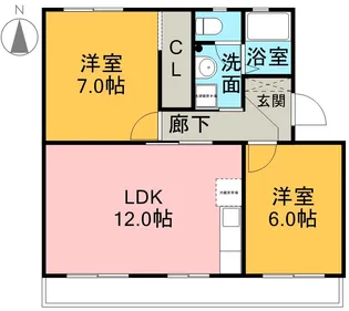 ルミエール中里【102号室】の間取り