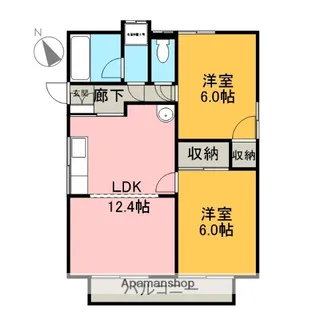 ルミエールK.I【203号室】の間取り