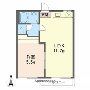 ラカーシュタナカB【202号室】の間取り