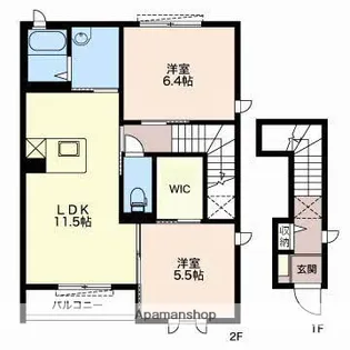 グランドソレーユB【201号室】の間取り