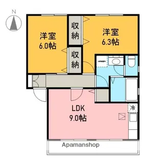 セジュール高嶺【B201号室】の間取り