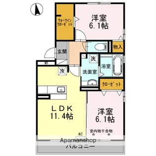 ソレアードB【2階】の間取り
