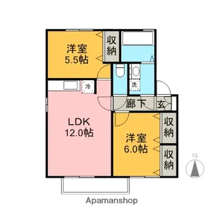 セジュール岳南B【101号室】の間取り