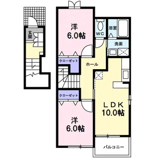 ドゥーボナールA【2階】の間取り