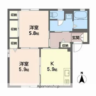 ディアス市川【102号室】の間取り