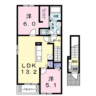 カルム ヴィラ ウェスト【2階】の間取り