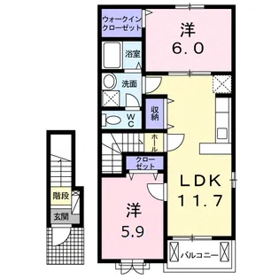 ゼフィール新富士【2階】の間取り