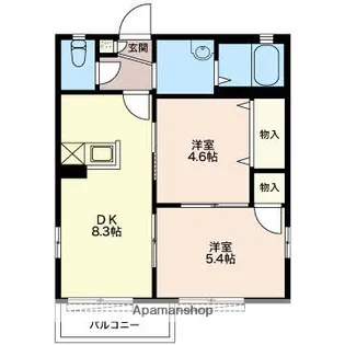 サンビレッジ石川A【201号室】の間取り
