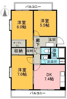 デュークヒル松本【2D号室】の間取り