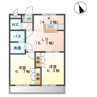 CHEZーMOI 神畑(シェモアカミハタ)【2階】の間取り
