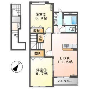 ONE PIECE(ワンピース)【2階】の間取り