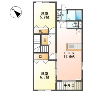 ILE DE VONHEUR(イル・ボンヌール)【201号室】の間取り