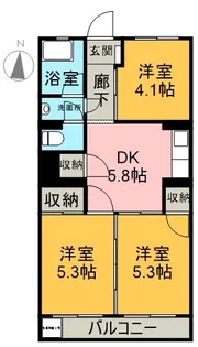 メルベール【102号室】の間取り