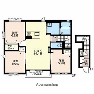 クオーレメゾン柚木【2階】の間取り