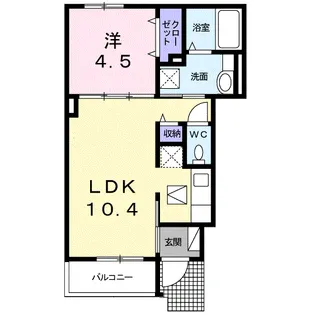 オーブリー柏原【1階】の間取り