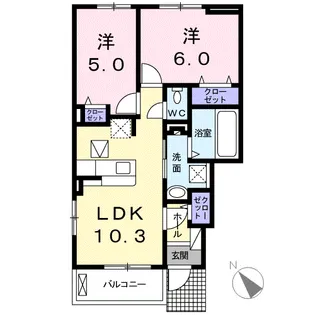 カーサアリエッタ【1階】の間取り